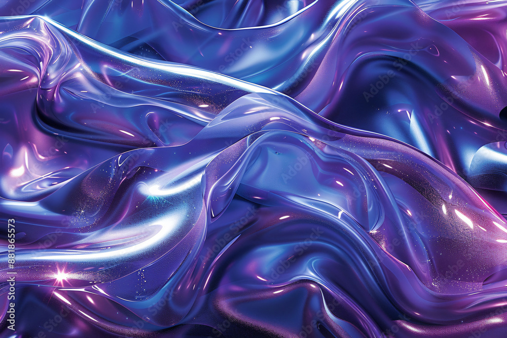 Holographic liquid foil swirls like a nebula in a mesmerizing blend of dark blues and violet. Holographic liquid foil swirls like a nebula in a mesmerizing blend of dark blues and violet.