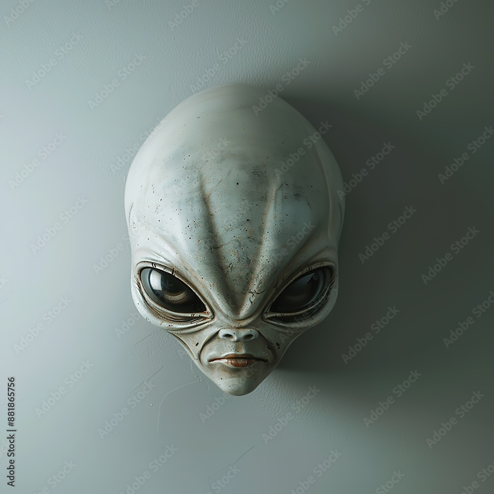 Graphic of an alien head with large eyes on grey backdrop. Graphic of an alien head with large eyes on grey backdrop.