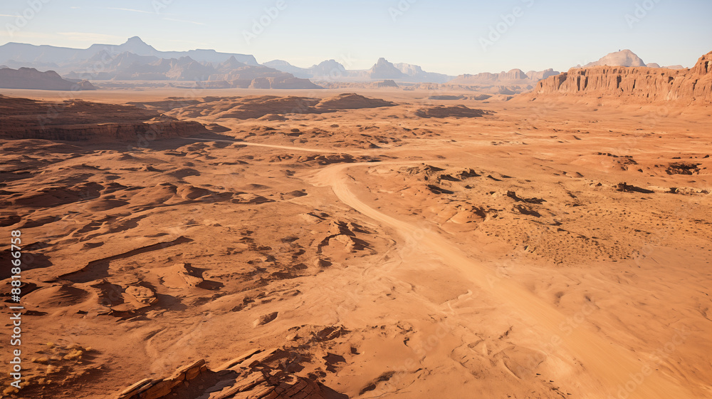 Naklejka premium Land Meets Water: A Contrasting Landscape of Sahara Desert and Red Sea