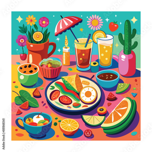 A Delicious Mexican Food Vector Illustration