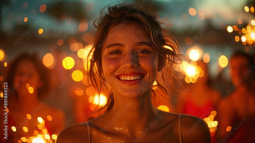 People, faces lit up with joy, use party poppers to celebrate a colorful birthday People, faces lit up with joy, use party poppers to celebrate a colorful birthday