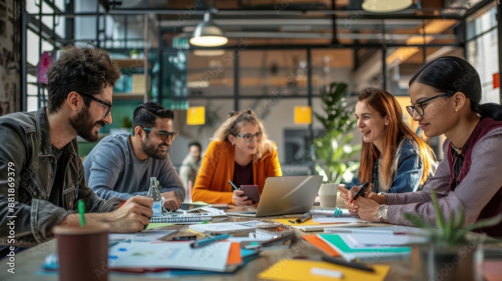 Office teamwork collaboration, brainstorming meeting, diverse team dynamics Office teamwork collaboration, brainstorming meeting, diverse team dynamics