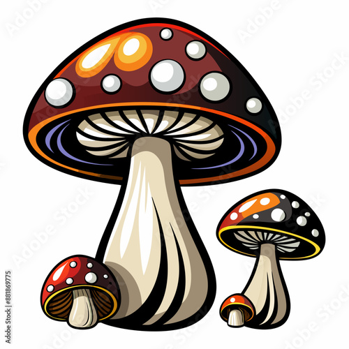 colorful mushrooms on a white background vector art 