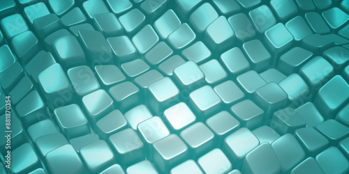 Fototapeta Naklejka Na Ścianę i Meble -  3d abstract background, geometry, wave, teal color, grid