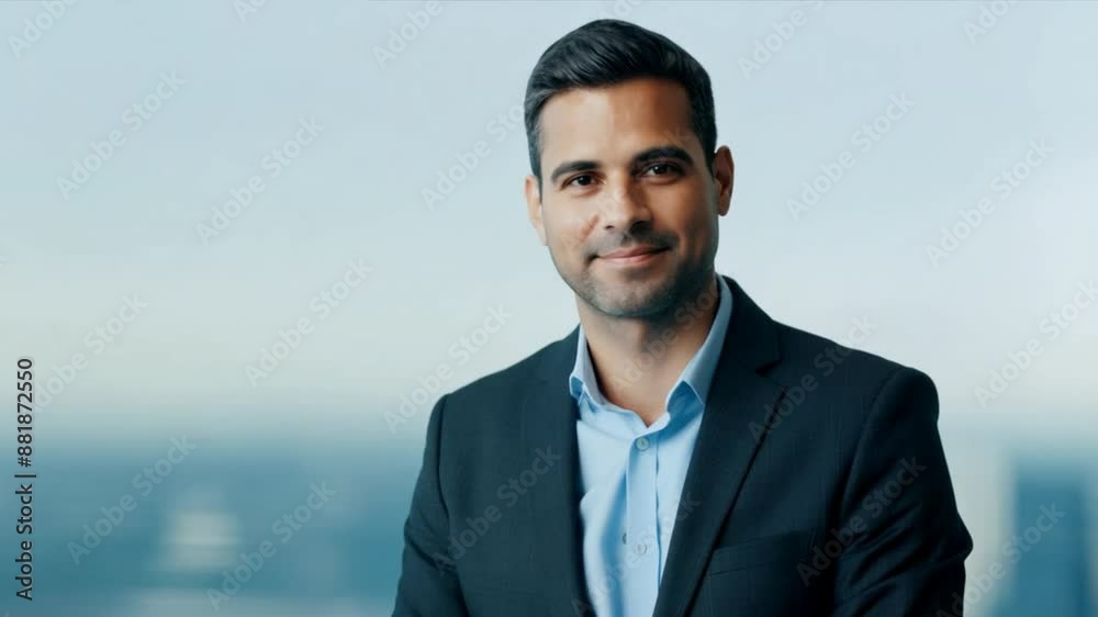 Handsome businessman in office,happy and successful businessman,