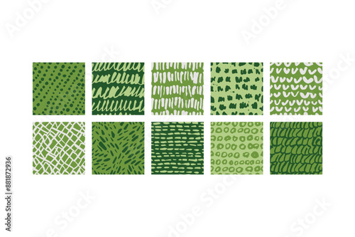 Vector i set of templates contemporary abstract cover and patterns. Design for matcha and green tea packaging. Minimal modern backgrounds