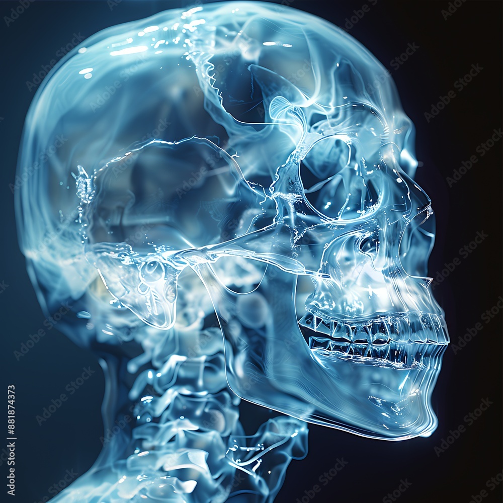 Aigenerated image of a skull xray being used in a research laboratory for anatomical studies Aigenerated image of a skull xray being used in a research laboratory for anatomical studies