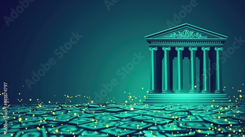 Investment banking and finance concept - 2d illustration sketch of a bank - presentation background wallpaper