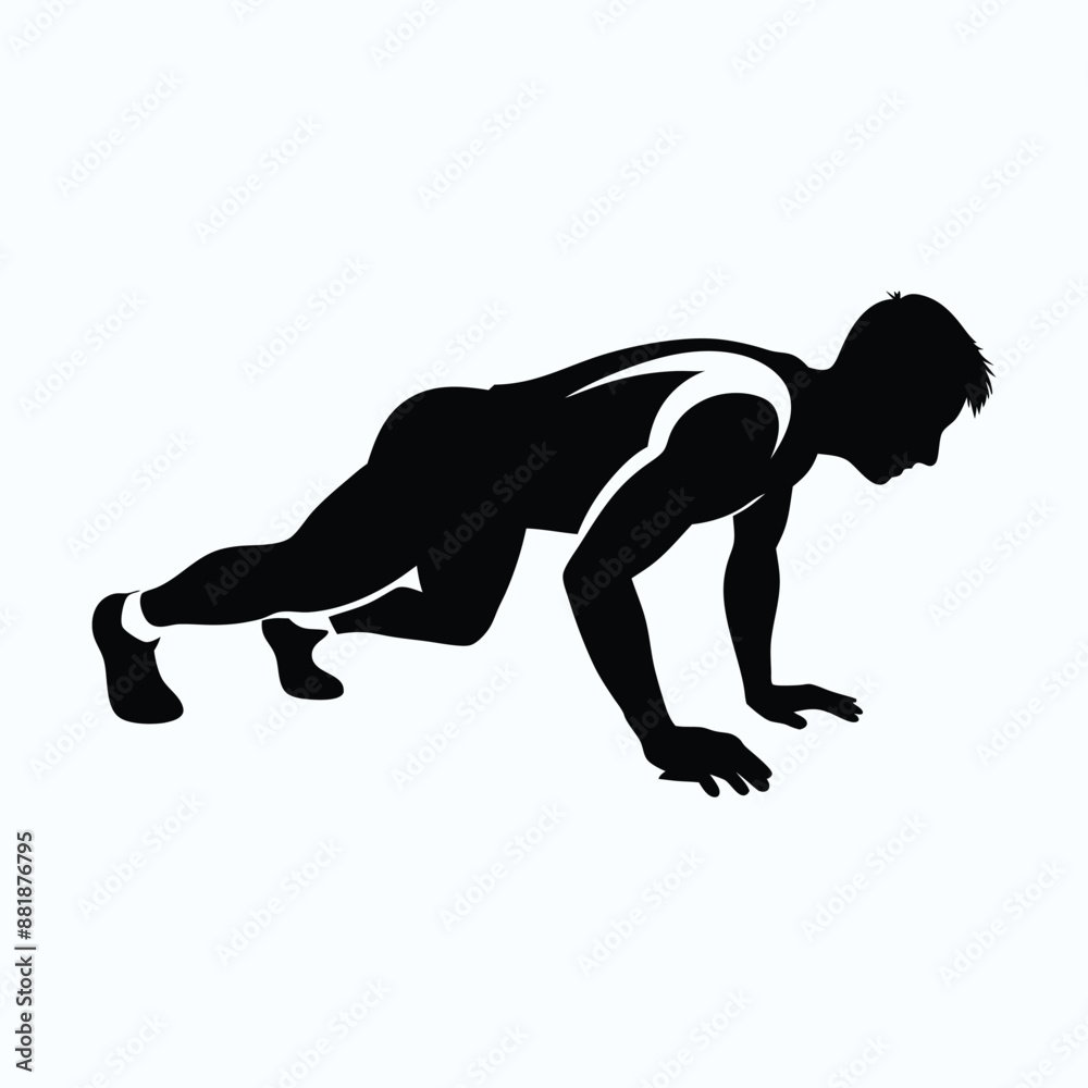 silhouette vector illustration of push ups exercise silhouette vector illustration of push ups exercise
