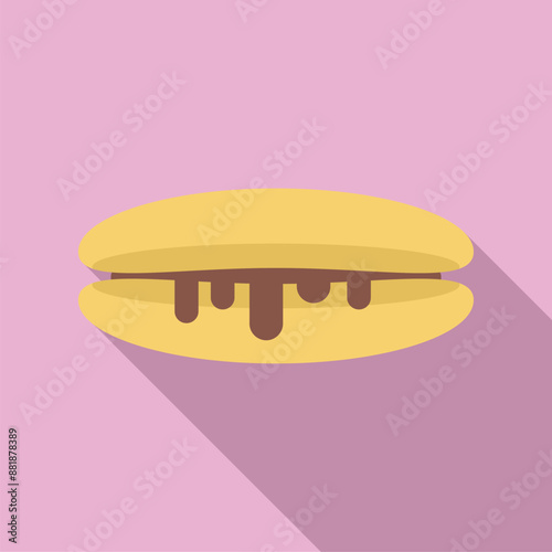 Simple illustration of an eclair pastry with chocolate cream dripping down the sides