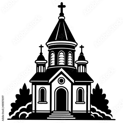 small orthodox church vector  silhouette 