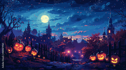 Halloween background, pixel...