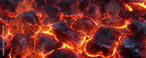 A fire background featuring glowing embers and smoldering coals, with soft, flickering flames adding warmth and ambiance.