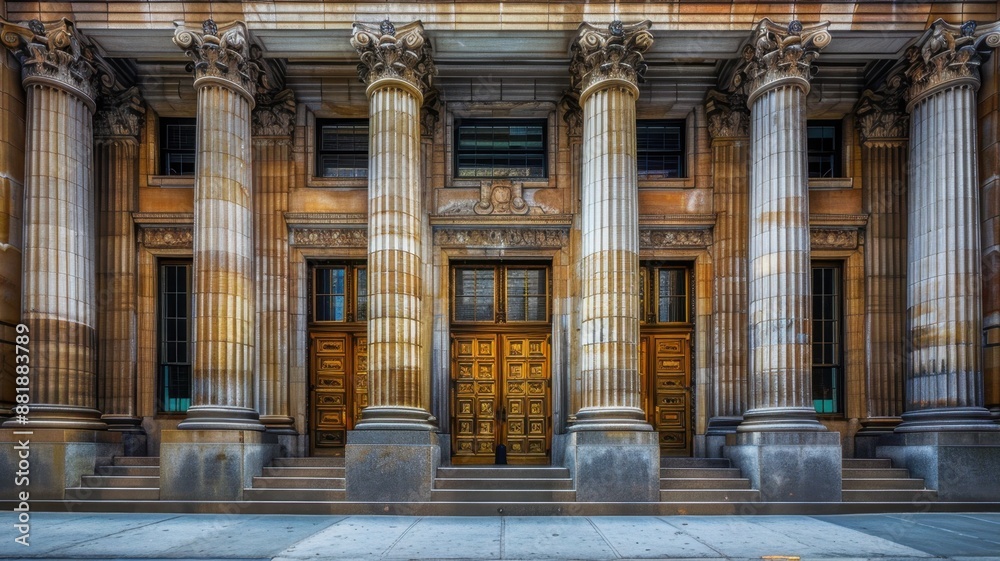 Fototapeta premium Banking: Dedicated to offering a range of financial services like deposits, loans, and investments, through commercial banks, savings institutions, and credit unions, promoting financial well-being. 