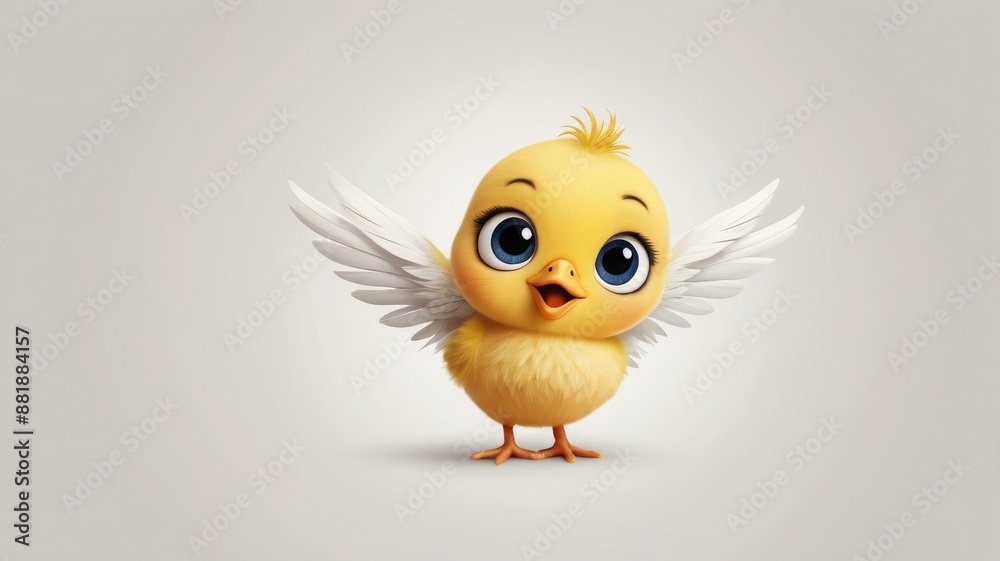 Cute baby chick with big eyes and wings. Cute baby chick with big eyes and wings.