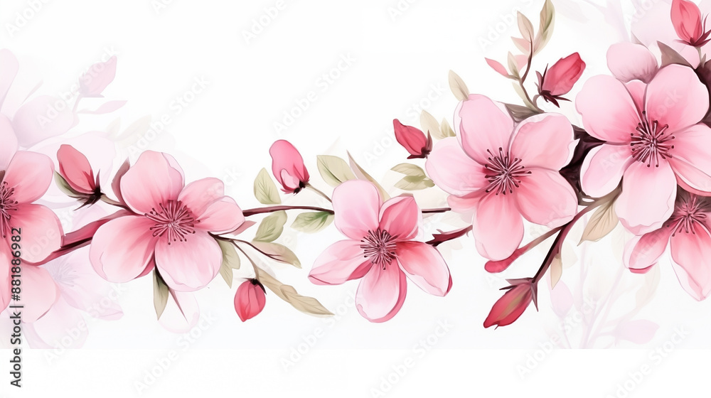 cute and beautiful pink flowers, white background cute and beautiful pink flowers, white background