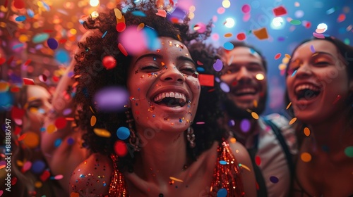 Business people, faces glowing with joy, cheer and have fun together in a lively office