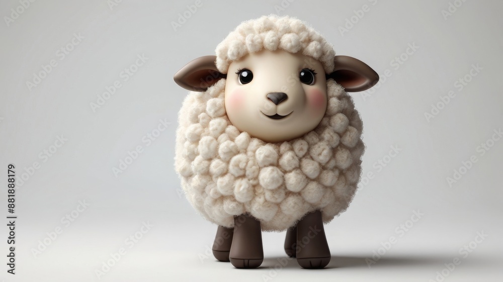 Cute Cartoon Sheep Isolated on White Background. Cute Cartoon Sheep Isolated on White Background.