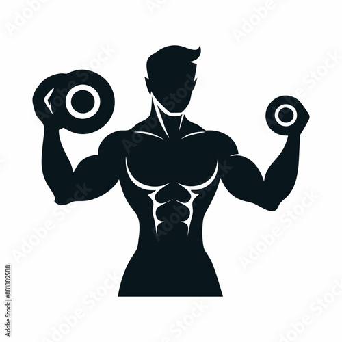 fitness art: bicep curls silhouette vector design