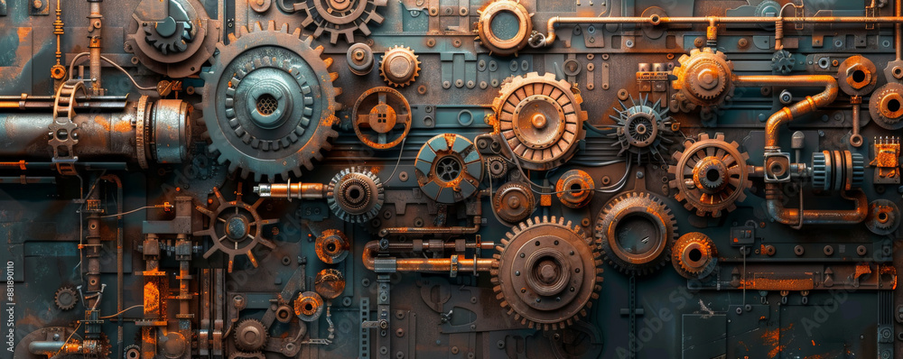 An industrial mechanical background with a variety of interconnected gears, pipes, and levers, creating a sense of complexity and functionality. An industrial mechanical background with a variety of interconnected gears, pipes, and levers, creating a sense of complexity and functionality.
