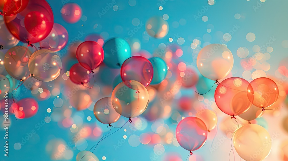 Abstract blur of colorful balloons in sky Abstract blur of colorful balloons in sky