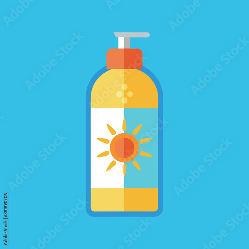 Sunscreen Bottle Vector Illustration for Skincare and Summer Designs