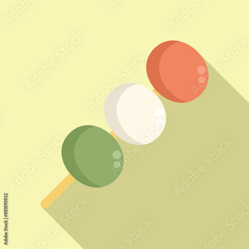Delicious japanese dango dessert on a stick, showcasing its vibrant colors and sweet appeal