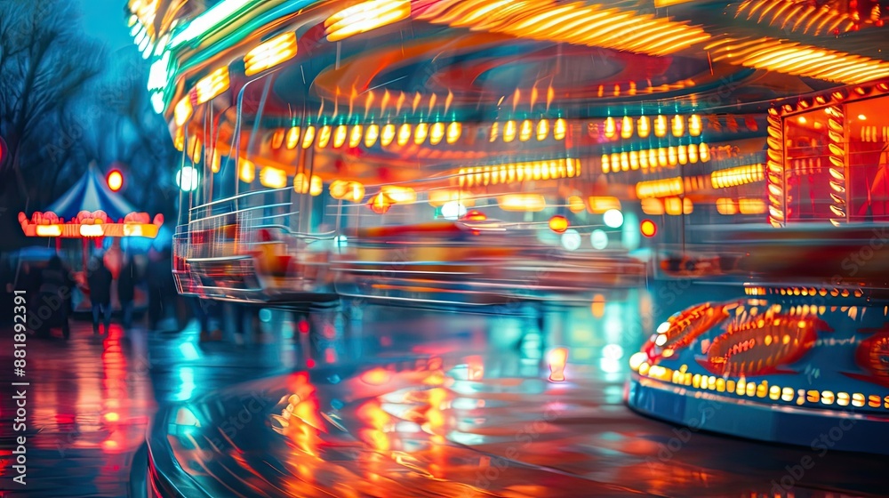 Blurred carnival lights in night time funfair Blurred carnival lights in night time funfair