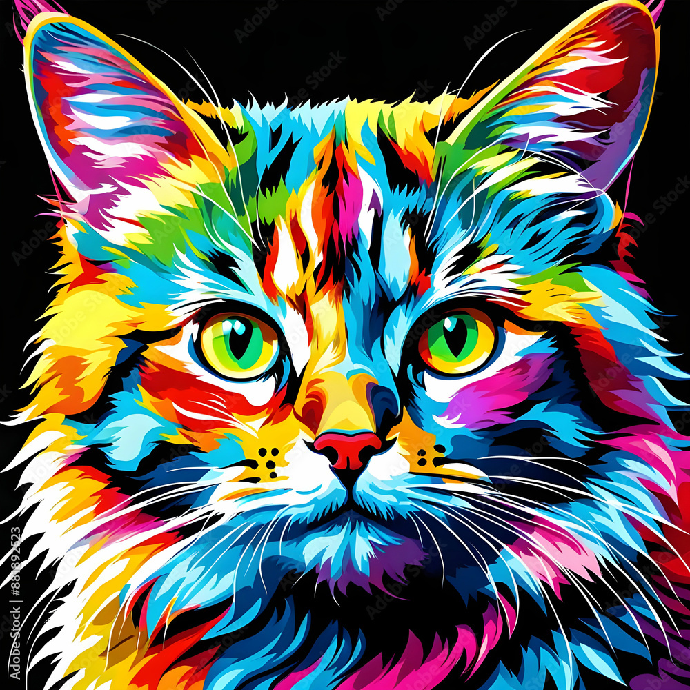 Fototapeta A portrait of colorful cat (16)