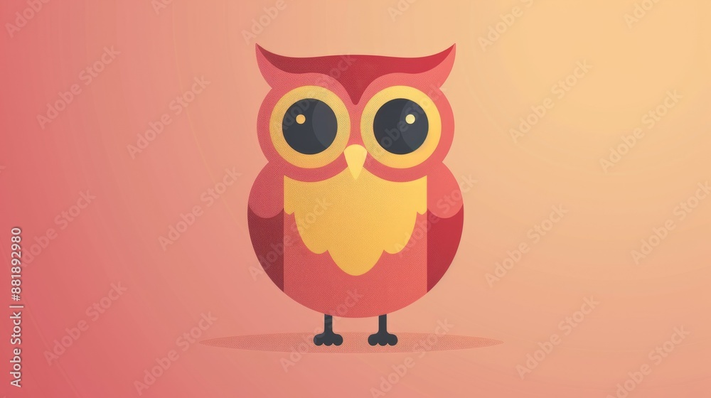 Owl with big eyes. Illustration of a cartoon cute owl. Owl with big eyes. Illustration of a cartoon cute owl.