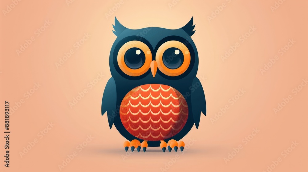 Owl with big eyes. Illustration of a cartoon cute owl. Owl with big eyes. Illustration of a cartoon cute owl.