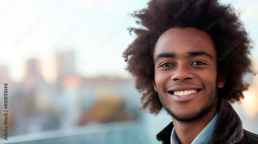 Handsome smiling black man portrait on the street. Handsome smiling black man portrait on the street.