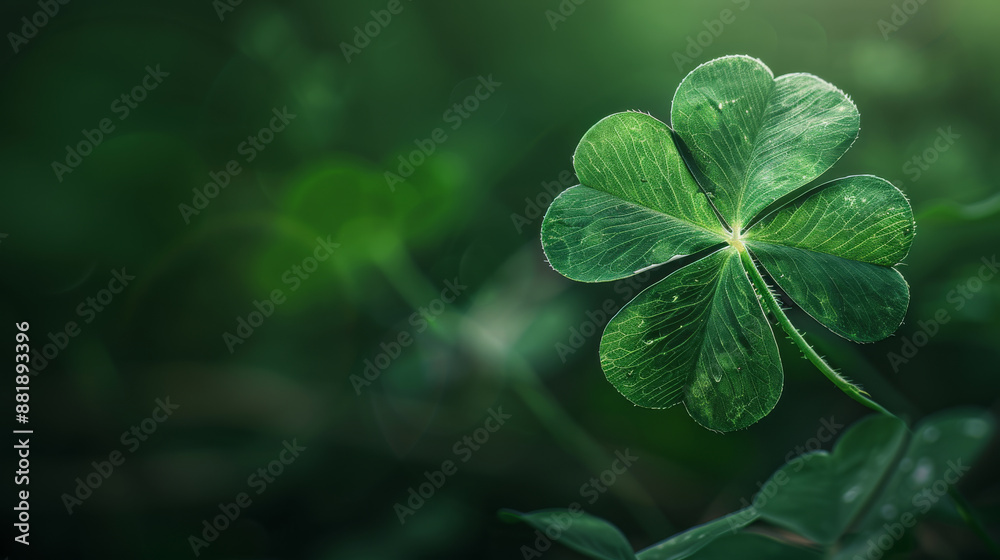 A vibrant green four-leaf clover standing out in a lush, blurred background, symbolizing luck and the natural beauty of plants. A vibrant green four-leaf clover standing out in a lush, blurred background, symbolizing luck and the natural beauty of plants.