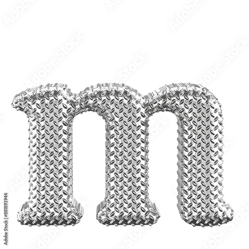 Silver ribbed symbol. letter m