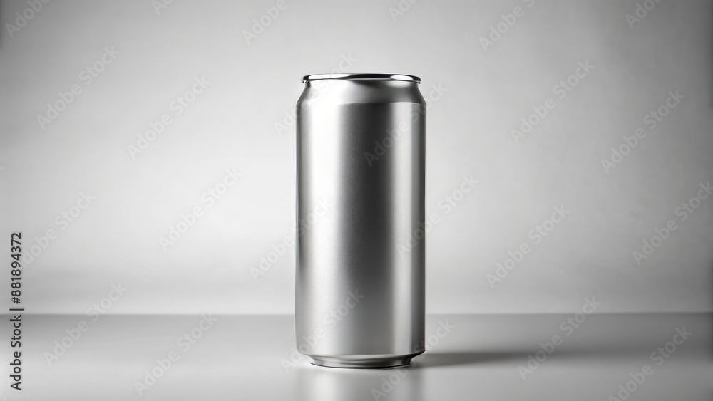 A lonely, silver, tall, empty, beverage can standing upright on a crisp, white, minimalist, studio background, awaiting customization. A lonely, silver, tall, empty, beverage can standing upright on a crisp, white, minimalist, studio background, awaiting customization.