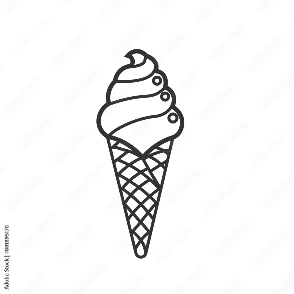 Ice cream cone line art sketch illustration. Coloring page hand drawn stock vector illustration Ice cream cone line art sketch illustration. Coloring page hand drawn stock vector illustration