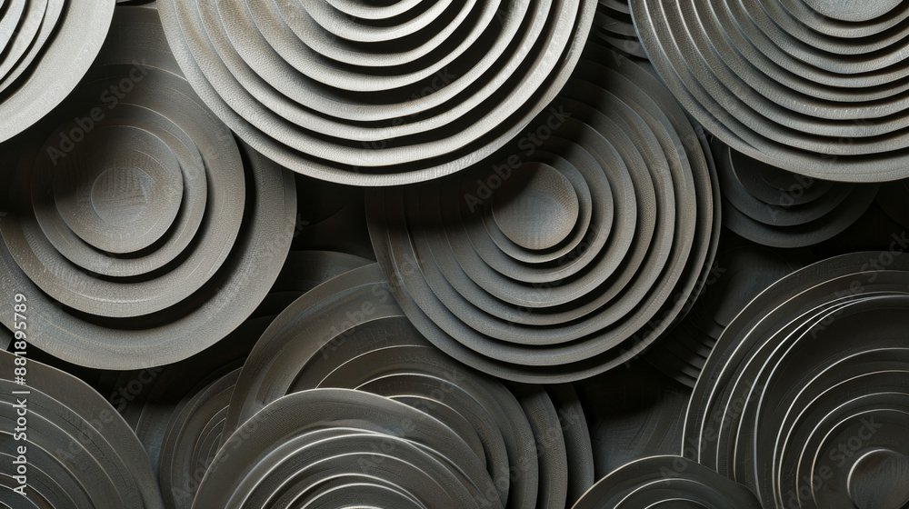 Overlapping, dark-toned concentric circles create an intricate abstract design, evoking a layered, textured visual rhythm and depth. Overlapping, dark-toned concentric circles create an intricate abstract design, evoking a layered, textured visual rhythm and depth.