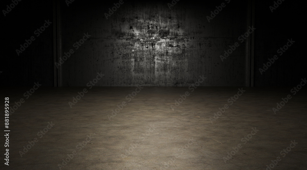 a dimly lit space with black walls and a brown floor. 3d rendering a dimly lit space with black walls and a brown floor. 3d rendering
