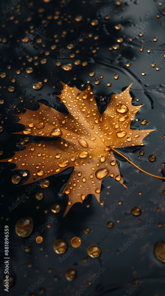 Close-up of raindrops on autumn leaves Close-up of raindrops on autumn leaves