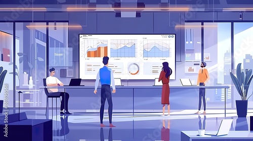 Team Meeting Analyzing Global Financial Data and Charts © Pakpong