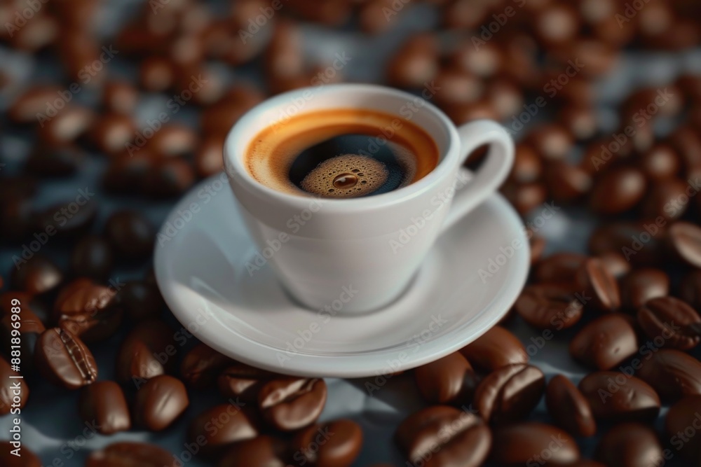 Coffee on Saucer with Coffee Beans Coffee on Saucer with Coffee Beans