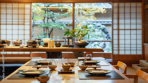 日本の高級旅館の和食レストラン