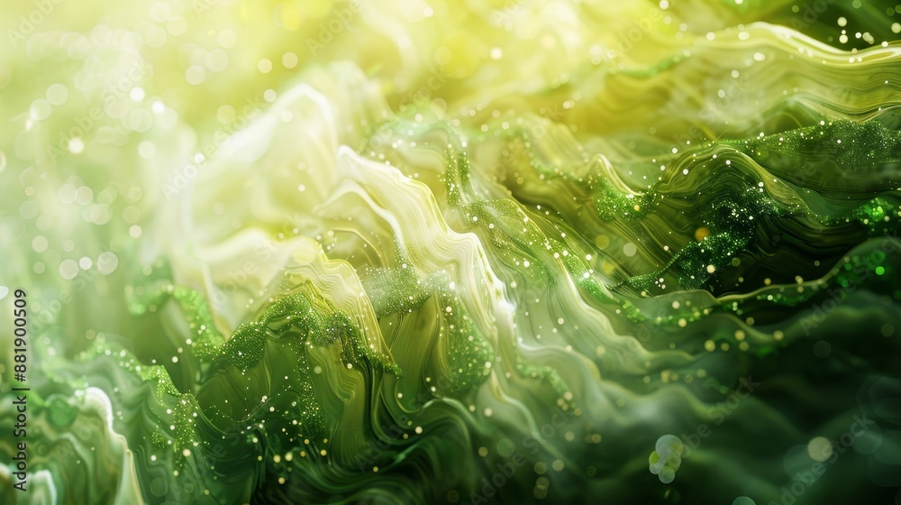 Chartreuse and olive green background with shamrock elements and blurred shapes Chartreuse and olive green background with shamrock elements and blurred shapes