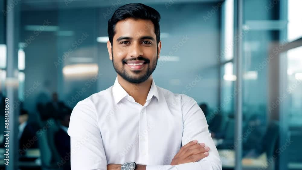 Happy smiling indian business man, confident bearded indian Happy smiling indian business man, confident bearded indian