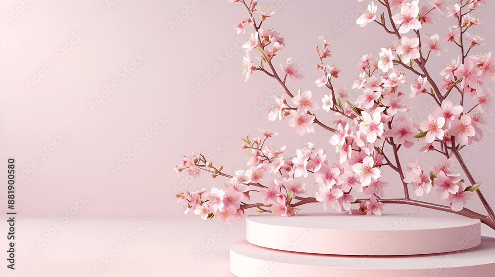 A modern podium with blooming cherry blossom background,Minimal luxury podium in pink wall background with spring flowers Concept display scene stage platform showcase
A modern podium with blooming cherry blossom background,Minimal luxury podium in pink wall background with spring flowers Concept display scene stage platform showcase