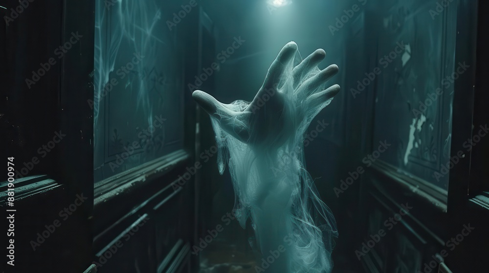 Fototapeta premium A ghostly hand reaching out from a dark corner