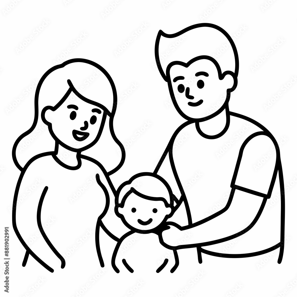 Mom and Dad Playing with Child silhouette vector illustration on white Background Mom and Dad Playing with Child silhouette vector illustration on white Background