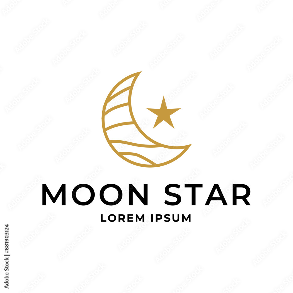 Vector logo a silhouette image of a crescent moon with stars. Vector logo a silhouette image of a crescent moon with stars.