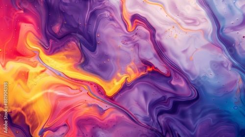 Bright yellows deep purples and blues in fluid patterns