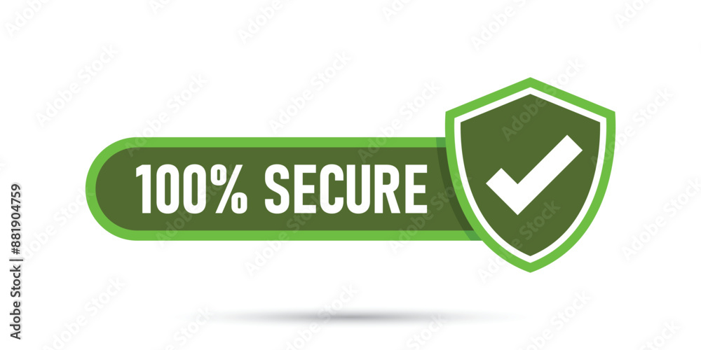 100% secure icon in flat style. Privacy guarantee vector illustration on isolated background. Safety risk sign business concept. 100% secure icon in flat style. Privacy guarantee vector illustration on isolated background. Safety risk sign business concept.